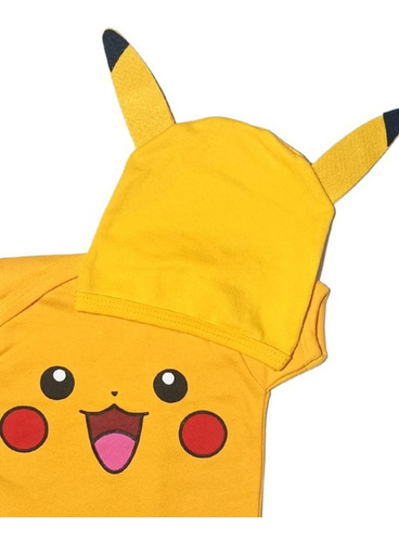 Body Temático Fantasia Bebê Pikachu Pokémon + Touquinha